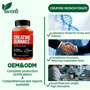 ครีเอทีนกัมมี่ OEM&ODM สำหรับเสริมสร้างกล้ามเนื้อ ผงครีเอทีนโมโนไฮเดรต ครีเอทีนกัมมี่สำหรับออกกำลังกาย โภชนาการสำหรับนักกีฬา เสริมสร้างการเจริญเติบโตของกล้ามเนื้อ - Product Image 2