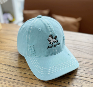 Gorra de béisbol bordada con caballo de dibujos animados, sombrero de sol de algodón lavado vintage para niños - Product Image 5