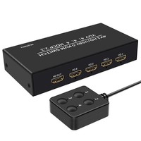 Commutateur KVM métallique 4 ports pour USB 2.0, Hub USB 4x1/2x1, Partage 2-en-1 de Moniteur, Souris, Clavier et Imprimante à 4 Ports