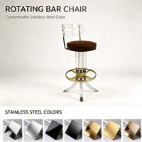 Chaises de bar modernes en acrylique avec coussins en velours, durables et écologiques, pour appartement, maison, comptoir de bar - Vente en gros usine