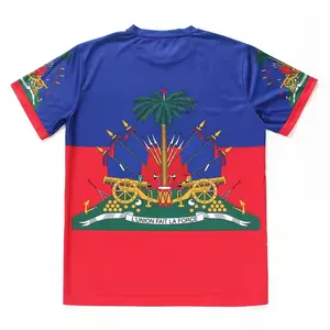 2024 New Design Haiti Flags Print Gym T-Shirt Adults Summer Short Sleeve Anti-Shrink Quick Dry Tshirts