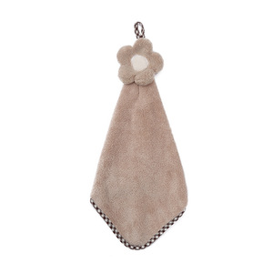 Toalla de Mano Colgante de Felpa Coral, 30x40 cm, Diseño Floral, Secado Rápido, para Cocina - Product Image 5