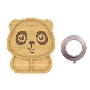 Food-grade Coelho Sapo Urso Animal Dividido Louça De Bambu Sucção Placas para o bebê Crianças