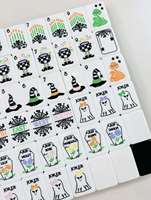 Juego de Mahjong Americano de 160 Fichas con Diseño Personalizado de Caldero de Bruja Fantasma de Halloween, Fichas de Mahjong de Plástico Ecológico de Lujo y Duraderas