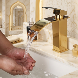 Grifo Mezclador Monomando de Lavabo de Cascada de Acero Inoxidable Pulido con Diseño Cuadrado Moderno y Válvula Cerámica para Baño - Product Image 3