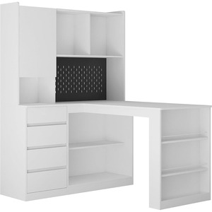 <span class=keywords><strong>Bureau</strong></span> d'angle pour <span class=keywords><strong>bureau</strong></span> à domicile avec clapier <span class=keywords><strong>Bureau</strong></span> d'ordinateur de jeu en forme de L avec tiroirs de rangement et étagère pour ordinateur portable - Product Image 6