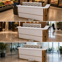 Comptoir de réception universel multi-scènes en métal moderne et écologique, stable, pour hôtels, bureaux, supermarchés, centres commerciaux et caisses commerciales