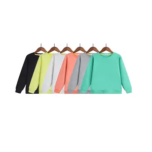Low MOQ Kids Organic Cotton Sweatshirt Customized Casual Round Neck Long Sleeve Plain Weave Drop Shoulder Pullover Sweatshirt