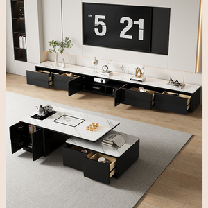 Muebles de lujo modernos para el hogar, soportes de TV y juego de mesa de centro, Unidad de pared, mesa de TV, consola multimedia, mueble de TV para sala de estar - Product Image 4