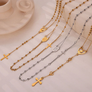 Collier de chapelet en acier inoxydable plaqué or <span class=keywords><strong>non</strong></span> ternissant NS1307, Vierge Marie, <span class=keywords><strong>Crucifix</strong></span>, Rosario, Dame de Guadalupe, Christ, chapelet en or - Product Image 6