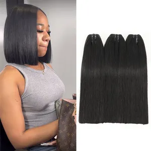 100% Virgin Hair Brazilian Straight 3 Bundles With Closure Super Double Drawn Quality Natural Color 3Pcs With 4*4 Lace Closure