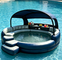 Bar de piscine gonflable de luxe avec auvent, sièges et marchepied, bain à remous extérieur avec étagère à boissons intégrée pour les fêtes d'été dans la cour