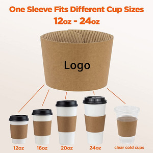 Custom Printed Logo Branded Plain Insulated <b>Disposable</b> Black Hot Drink Iced Kraft Paper Coffee <b>Cup</b> Sleeves - Product Image 4