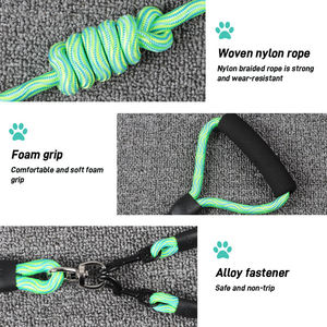Guinzaglio Doppio per Cani Hiphoppet, Resistente, Senza Grovigli, in Nylon, con Doppia Impugnatura Imbottita, Regolabile, per Passeggiate all'Aperto, Alta Qualità - Product Image 5