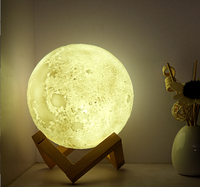 Lampe de chevet LED intelligente en forme de lune avec texture de surface lunaire 3D, rechargeable par USB, pour chambre d'enfant et crèche