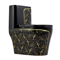Ino3d — bol rond en céramique, Design De couleur marbre, plaqué or, pour toilette, salle De bain, noir