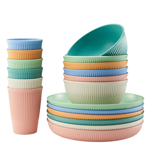 Juego de Vajilla de 6 Piezas Minimalista para Cocina, Camping, Apto para Microondas y Lavavajillas, de Paja de Trigo, Platos, Tazones, Tazas, Ensaladera - Product Image 1