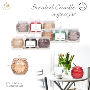 Candela Profumata in Paraffina PK3 in Barattolo di Vetro con Scatola in PET e Nastro di Seta, Fatta a Mano per Decorazione Casa, Uso Festivo e Matrimoniale, per Interni - Product Image 2