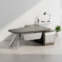 Bureau de direction QILISEN de luxe, haute brillance, durable, écologique, ergonomique, résistant à l'eau, avec charge sans fil, table de PDG, MDF E1