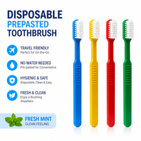 Kit de voyage pour brosse à dents manuelle avec dentifrice pré-appliqué, jetable, en vrac, pour hôtel, clinique dentaire, Airbnb, emballé individuellement