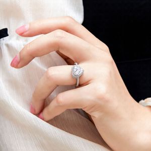 Fábrica de Joyería Personalizada, Anillos de Plata de Ley 925 con Baño de Rodio, con Circonita Cúbica en Forma de Corazón Romántico para Mujer, Joyería Fina - Product Image 5