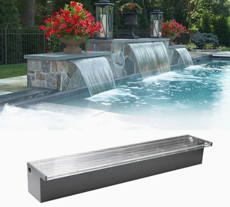 Modern Waterfall Water Curtain Wall Landscape Water Outlet DC12v Acrylic Artificial Lighted Swimming Pool Water Fountain