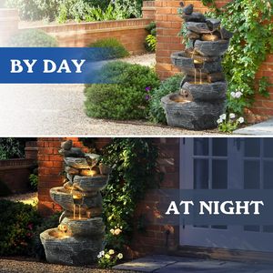 <span class=keywords><strong>Fontaine</strong></span> d'eau extérieure en cascade à 6 niveaux pour patio, <span class=keywords><strong>jardin</strong></span>, terrasse, véranda, décoration de <span class=keywords><strong>jardin</strong></span>, durable, avec lumières LED - Product Image 4