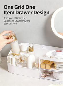 Plastic Skincare Cosmetics Storage <b>Box</b> with Clear Drawers for Vanity Countertop <b>Makeup</b> Organizer Mirror - Product Image 5