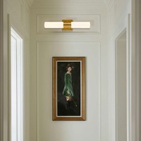 Appliques murales modernes dorées mates SIMIG pour salle de bain et salon, luminaires muraux en métal avec abat-jour en verre blanc