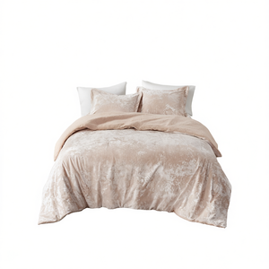 Ensemble de couette réversible chic et confortable en sherpa, beige clair, 4 pièces, literie pour usage domestique - Product Image 1