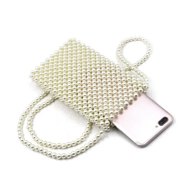 Fashion Pearl Luxury Mobile Phone Small Shoulder Cosmetic Bag Rhinestone Evening Bag