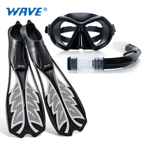 Ensemble de plongée Wave pour adultes : palmes, masque, tuba, équipement de natation anti-buée - Product Image 1