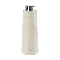 Ensemble d'accessoires de salle de bain de luxe 4 pièces en terrazzo, plateau en bambou, distributeur de savon en résine blanc crème, porte-brosse à dents, moderne et écologique