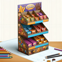 Carton recyclé écologique personnalisé Snack Bonbons Chocolat Bar Comptoir Affichage Étagère Prêt À L'emballage Publicitaire