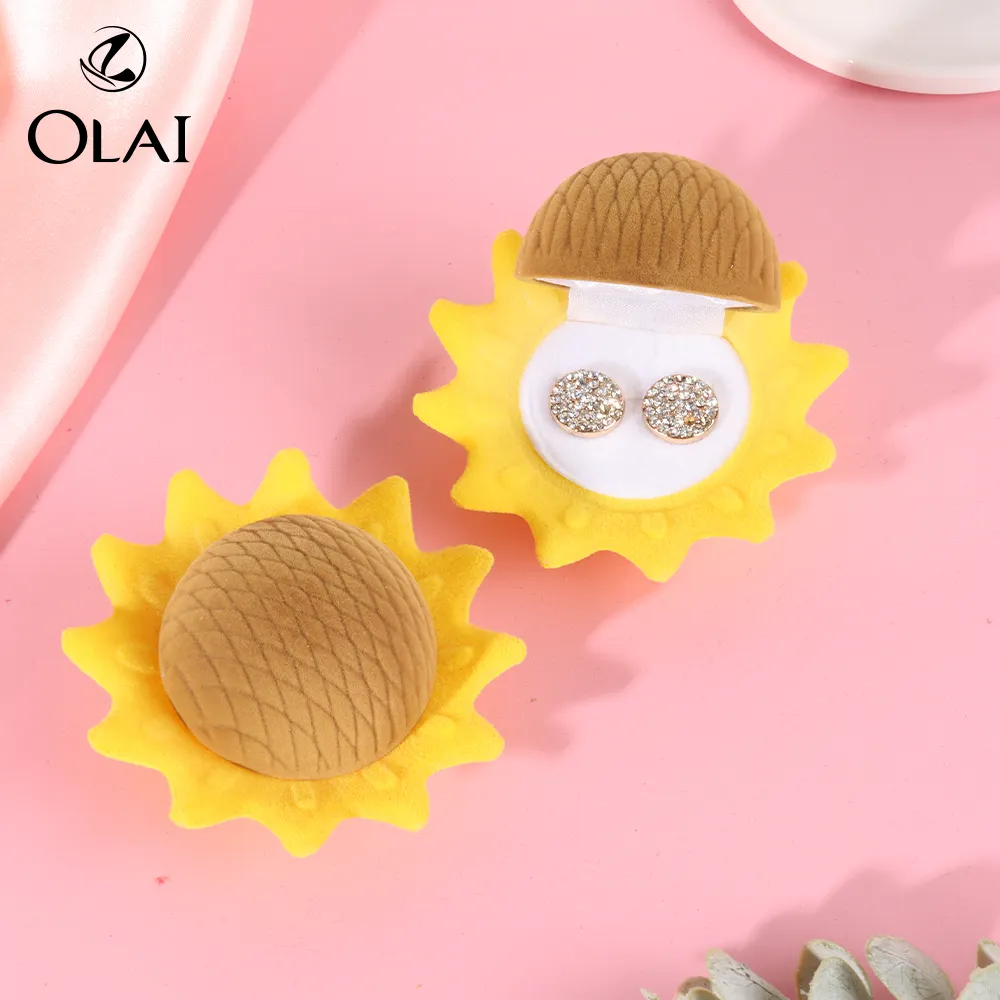 New Design Sunflower Ring Box Plastic Proposal Engagement Gift Jewelry Package Box