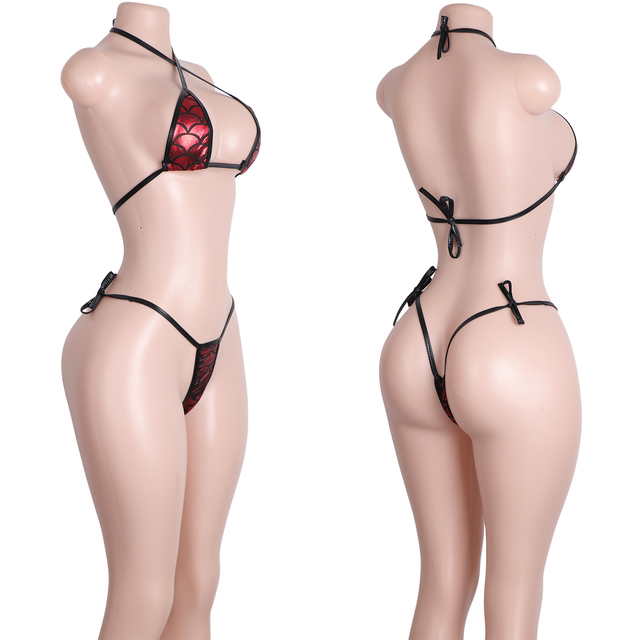 Patent Leather Metallic Thong Lingerie Bra Set Stripper Outfits Exotic Dancewear With Garter and Fishnet Accessories