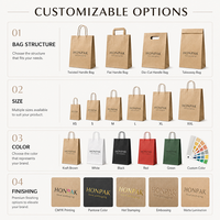 Sacs cadeaux en papier kraft de luxe écologiques et recyclables avec poignée en papier et logo personnalisé pour restaurant, boutique et emballage de bijoux HONPAK