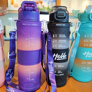 Hello Sports Water Bottle 2L With Strap And Time Markings For Outdoor Use - Product Image 3