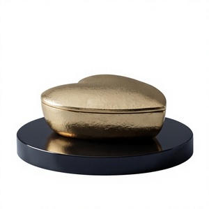 Luxury Gold <b>Heart</b> <b>Shaped</b> Metal Date And Dry Fruit Storage <b>Box</b> Romantic Gift Container With Matching Lid - Product Image 1