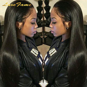 Pelucas de cabello humano con encaje frontal transparente 13x4, <span class=keywords><strong>peluca</strong></span> Frontal de encaje recto brasileño para mujeres negras, pelucas con cierre de encaje prearrancado - Product Image 3