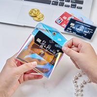 Dompet uang koin Bening, 2 buah ukuran berbeda holografik Portabel Laser fantasi tas kartu penyimpanan untuk remaja perempuan