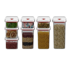 Pet Chân Không Kín Lọ Lưu Trữ Hộp Cấp Thực Phẩm Nhựa Trong Suốt <span class=keywords><strong>Jar</strong></span> Vuông Khóa Tươi Giữ Túi Snack Lưu Trữ Thực Phẩm - Product Image 2