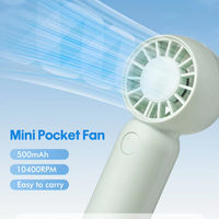 Ventilateur de poche personnel portable en plastique pour bébé, rechargeable, moteur sans balais, léger, pour enfants, voyages en plein air