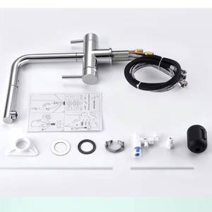 Pull Out 304 Stainless Steel Sink Faucet <b>Brushed</b> Finish 3 Way Water Filter Mixer Double Handle Kitchen Tap - Product Image 6
