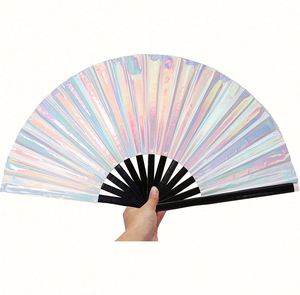 Printed Bamboo Hand Fan 33cm Eco-Friendly DIY Traditional Classic Angel Carved Style for Promotion Advertising Custom Logo - Product Image 1