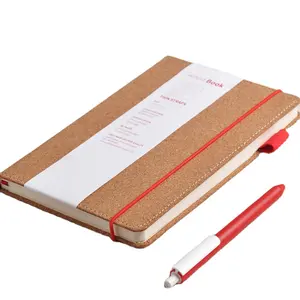 Wholesale school Lined Page Wood Cover Notebook Elastic Strap A5 Diary Cork Notebook