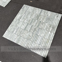 Mosaïque de carreaux linéaires en marbre vert émeraude désertique pour crédence murale