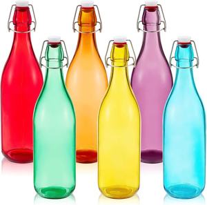 Botellas de Agua de Vidrio con Tapa Abatible de 550/1000 ml, Colores Surtidos, Botellas de <span class=keywords><strong>Vino</strong></span> Selladas, Botellas Decorativas para <span class=keywords><strong>Vino</strong></span> de Frutas y Bebidas, Botellas Vacías - Product Image 2