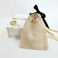 CH Sacs en lin de jute personnalisés Sac à bijoux en lin coton biologique avec cordon de serrage Pochette à poussière unie en mousseline quantité minimale de commande bas