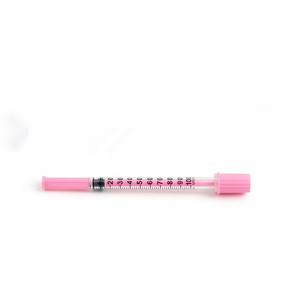 Jeringa <span class=keywords><strong>de</strong></span> insulina veterinaria desechable 31G 50 unidades, <span class=keywords><strong>aguja</strong></span> <span class=keywords><strong>delgada</strong></span> <span class=keywords><strong>de</strong></span> 6 mm, émbolo liso 1 ml 0.3 ml 29G 30G 31G, jeringa <span class=keywords><strong>de</strong></span> insulina rosa - Product Image 2